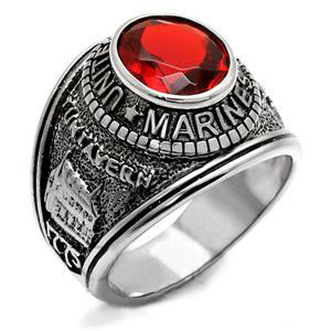 Marines – USMC Military Ring (Stainless Steel with Red Stone) | Pride ...